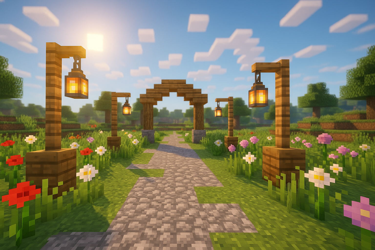 Minecraft-style player activating a glowing command block with magic effects.
